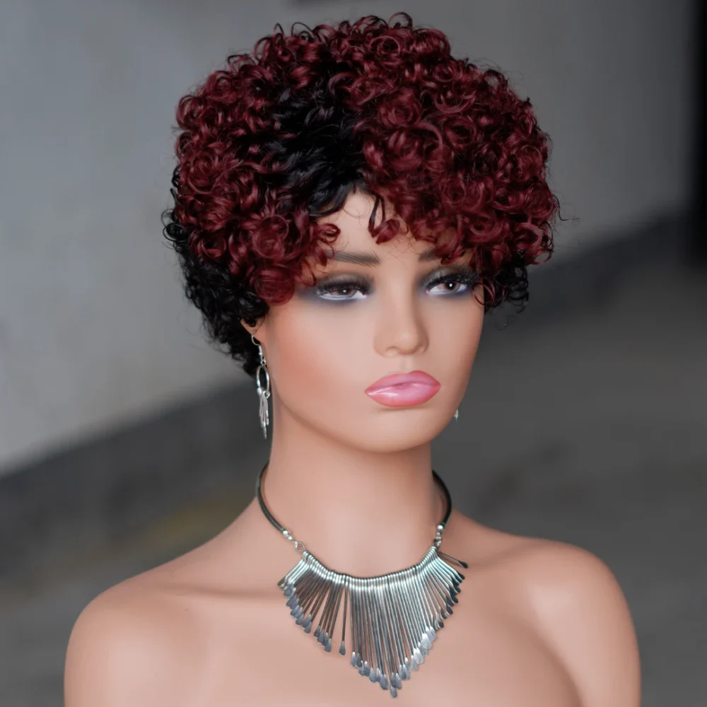 💫 6-Inch Brazilian Human Hair Wig – Spiral Curls | T1B/99J Color - Image 2